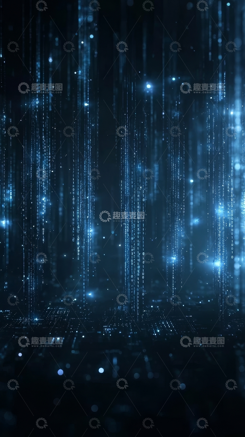 高清大图下载【趣麦麦图】蓝色光点与线条交织的科技背景
