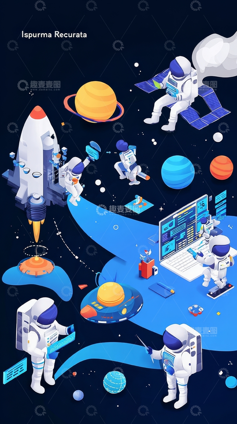 高清大图下载【趣麦麦图】太空探索与科技互动场景