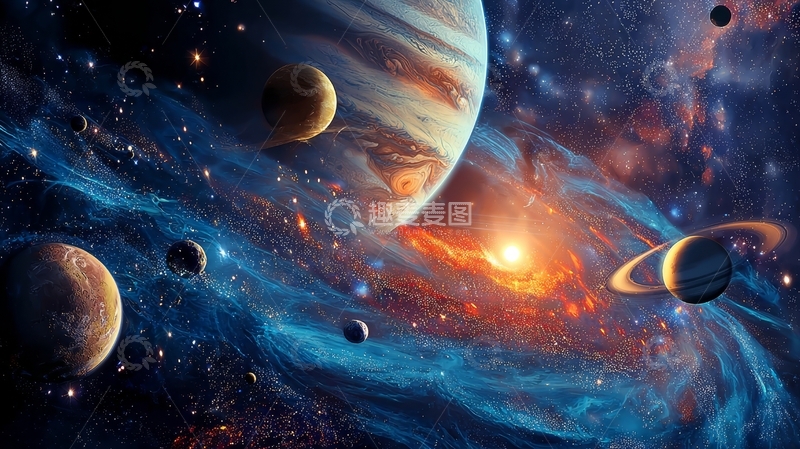 高清大图下载【趣麦麦图】宇宙星系与行星的壮丽景象