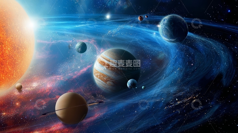高清大图下载【趣麦麦图】宇宙星系中的多彩行星