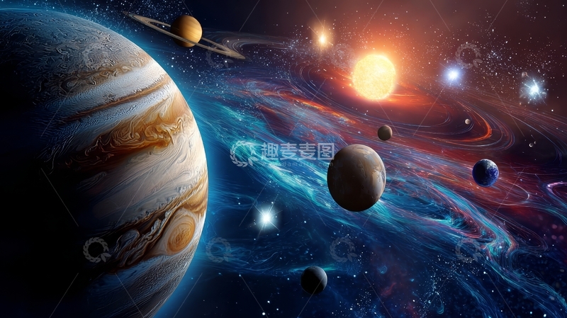 高清大图下载【趣麦麦图】宇宙星系与行星的奇幻景象
