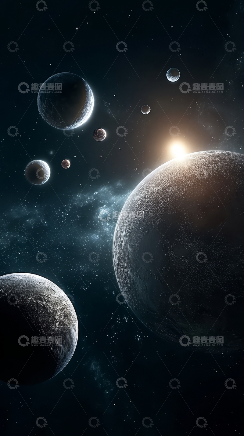 高清大图下载【趣麦麦图】宇宙中的行星与卫星