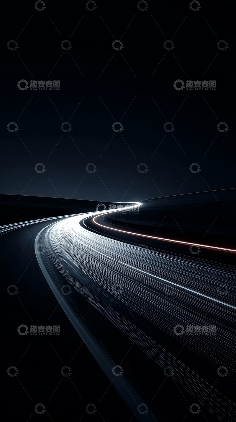 高清大图下载【趣麦麦图】夜色中光轨蜿蜒的公路