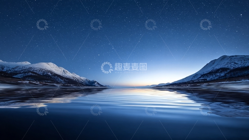 高清大图下载【趣麦麦图】星夜湖畔，雪山倒影