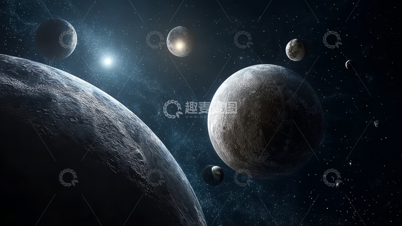 高清大图下载【趣麦麦图】宇宙中的行星与卫星
