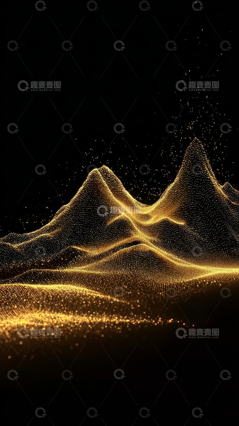 高清大图下载【趣麦麦图】金色粒子构成的山峦