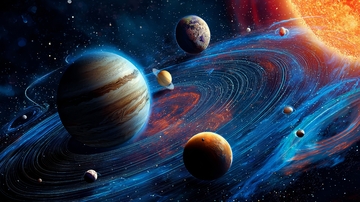 宇宙行星轨迹艺术插画