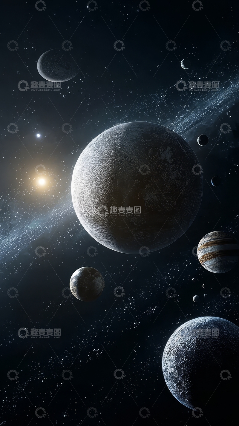 高清大图下载【趣麦麦图】宇宙星系中的行星与卫星
