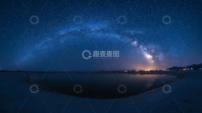 高清大图下载【趣麦麦图】银河横跨夜空，倒映湖面