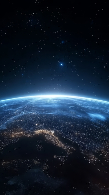 地球夜景与星空