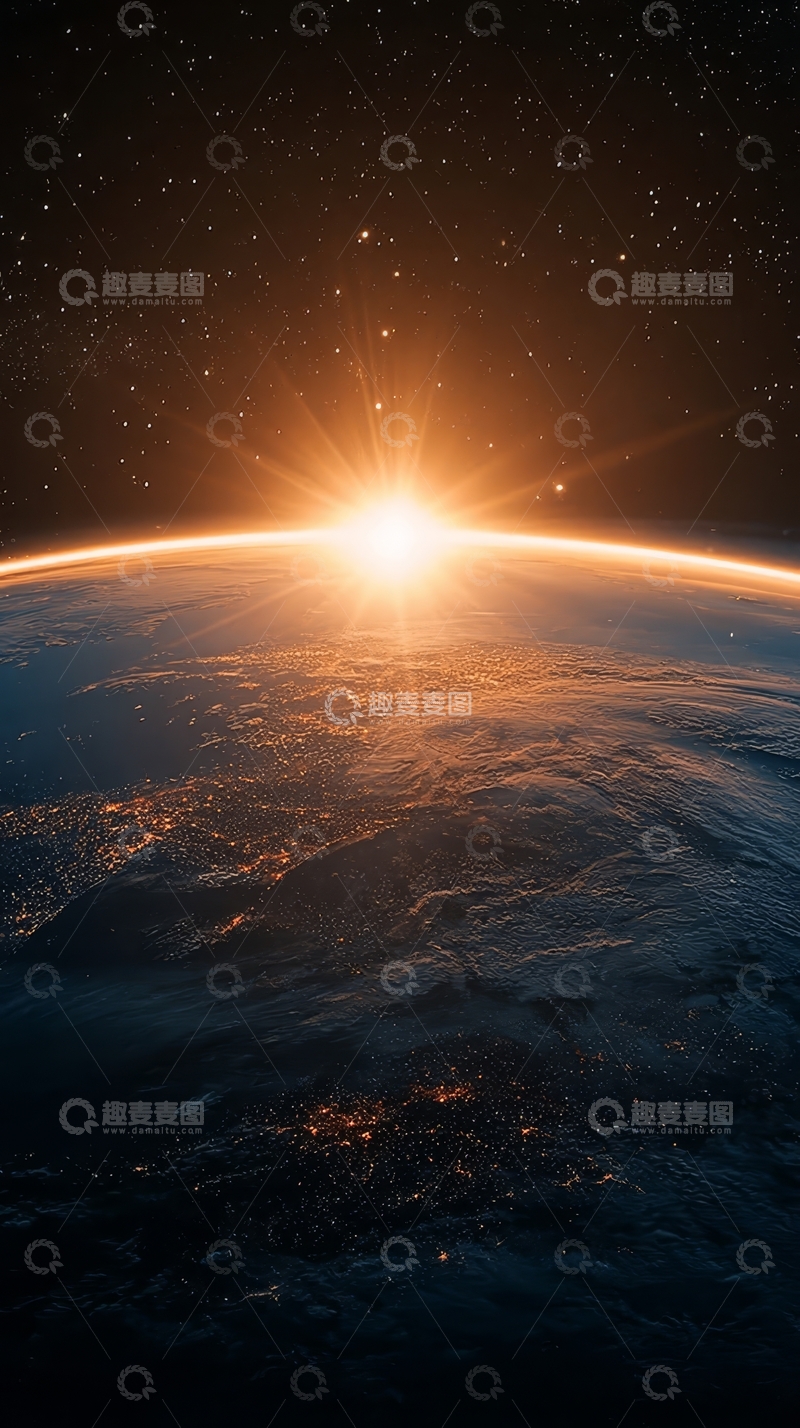 高清大图下载【趣麦麦图】地球日出，光芒照亮地平线