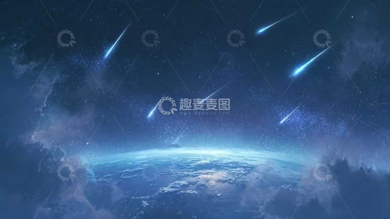 高清大图下载【趣麦麦图】流星划过地球夜空的壮观景象