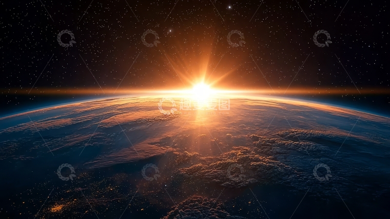高清大图下载【趣麦麦图】地球日出，光辉照亮云层