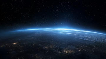 地球夜景与星空的壮丽交界