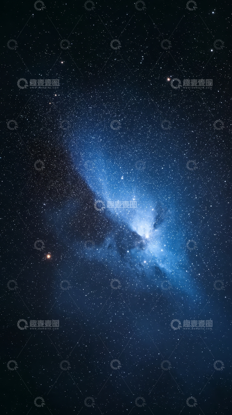 高清大图下载【趣麦麦图】深邃夜空中的蓝色星云