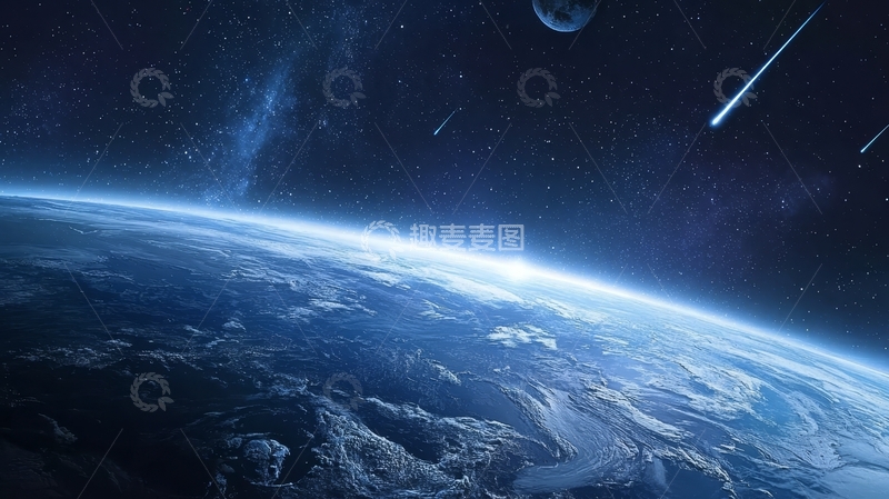 高清大图下载【趣麦麦图】地球视角下的星空与流星
