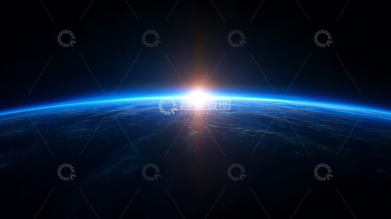 高清大图下载【趣麦麦图】地球日出，太空视角