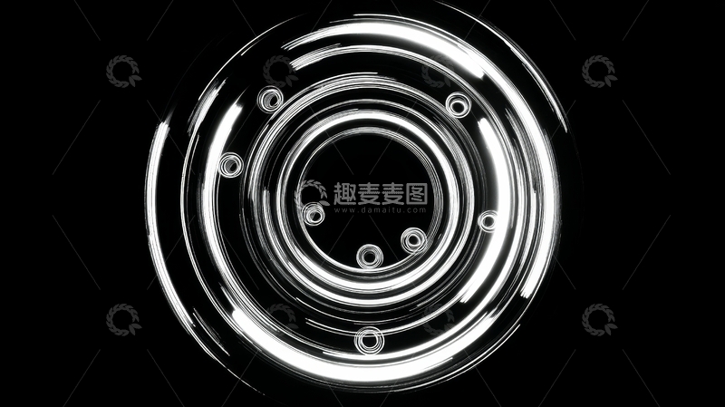 高清大图下载【趣麦麦图】金属轮毂特写，黑色背景