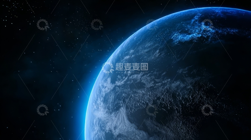 高清大图下载【趣麦麦图】地球从太空视角的蓝色影像