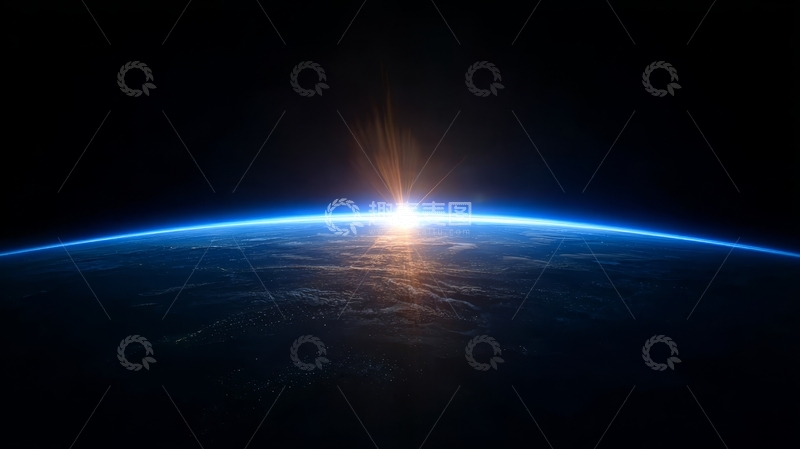 高清大图下载【趣麦麦图】地球日出，太空视角