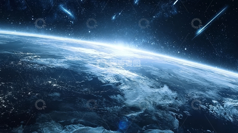 高清大图下载【趣麦麦图】地球视角：星空下的蓝色星球