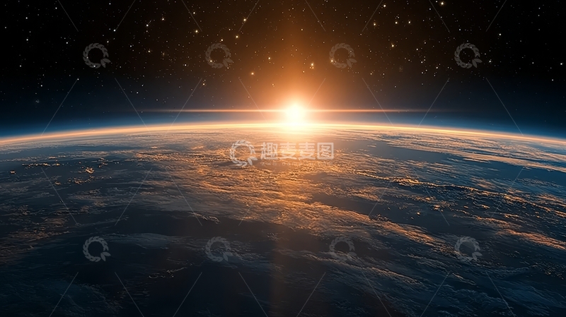 高清大图下载【趣麦麦图】地球日出，太空视角