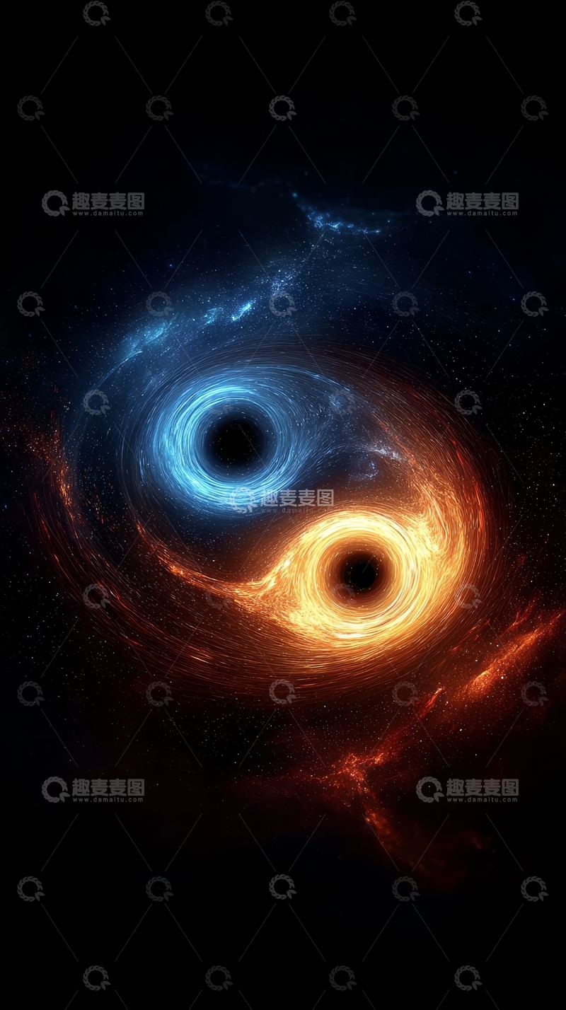 高清大图下载【趣麦麦图】宇宙黑洞与星云的神秘交汇
