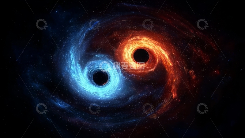 高清大图下载【趣麦麦图】双黑洞碰撞的艺术表现