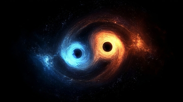 宇宙双黑洞相互作用的艺术表现