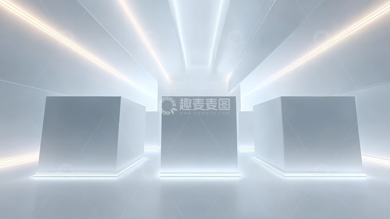 高清大图下载【趣麦麦图】未来感光影空间中的三个立方体