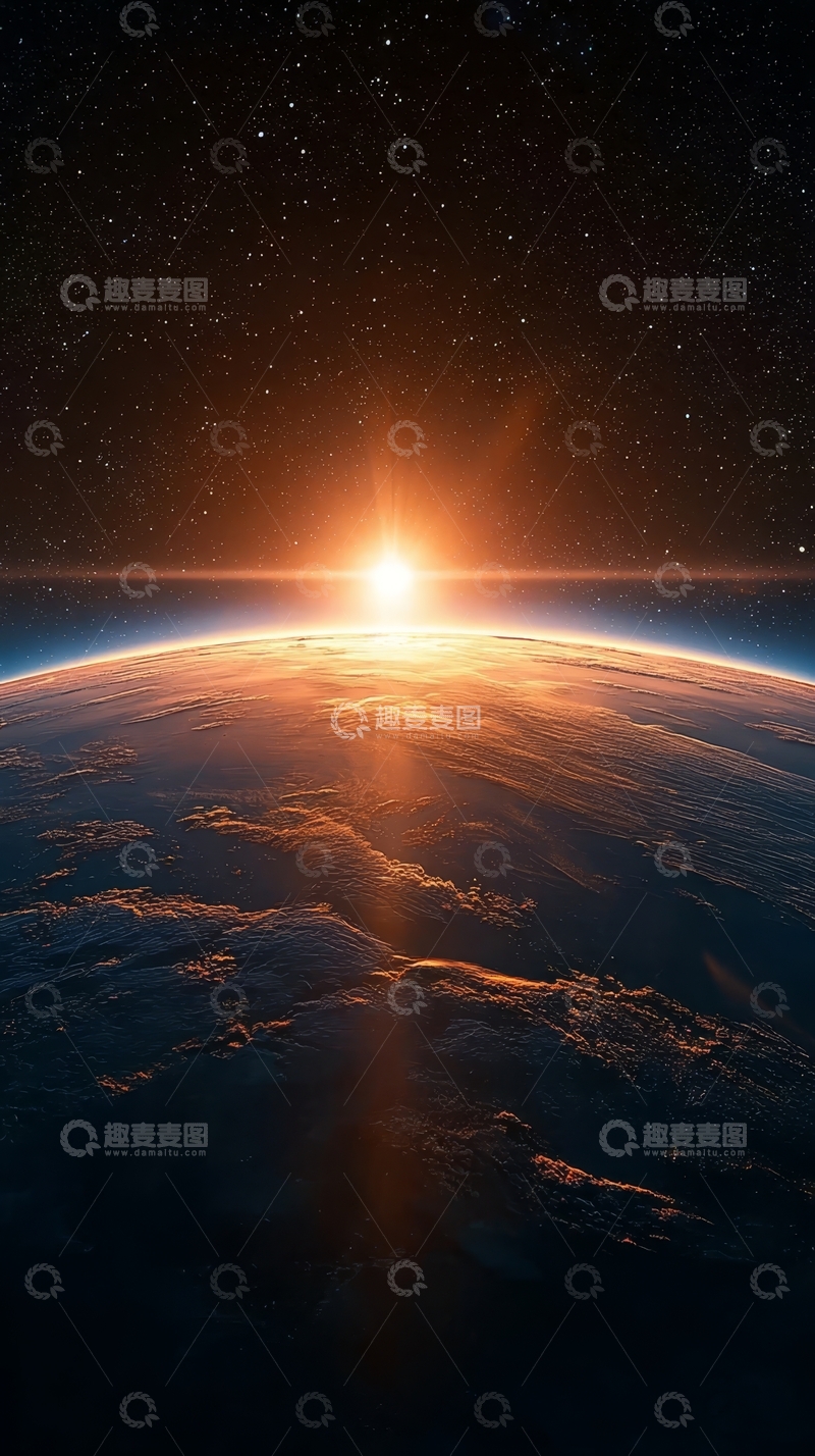 高清大图下载【趣麦麦图】地球日出，太空视角