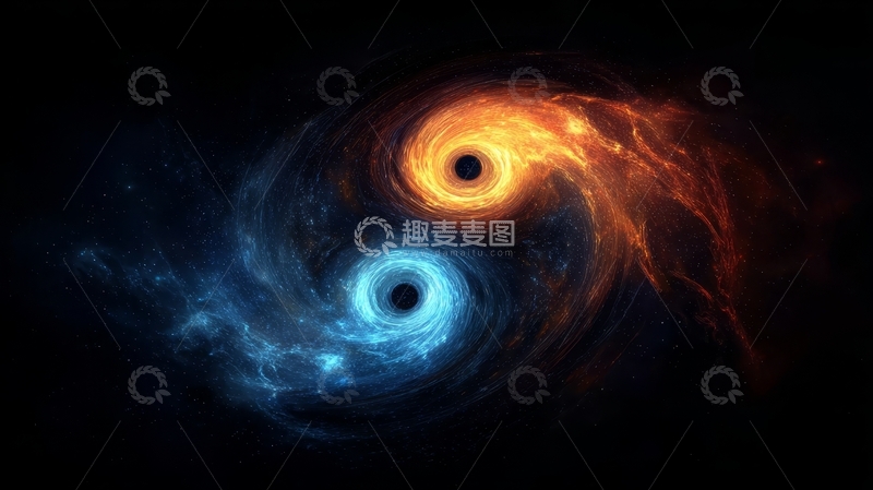 高清大图下载【趣麦麦图】双黑洞碰撞的宇宙奇观