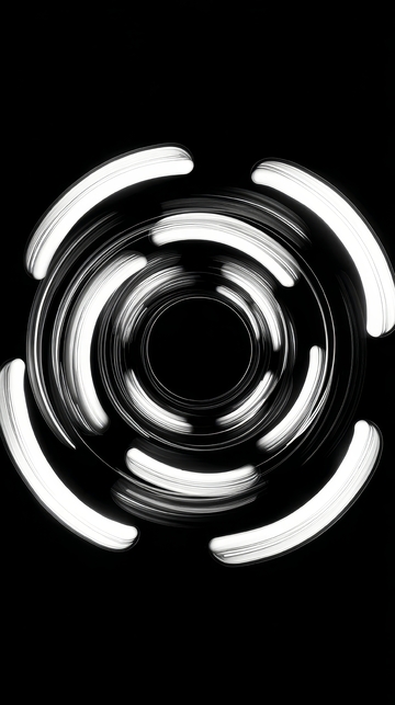 黑白旋转光带抽象图案