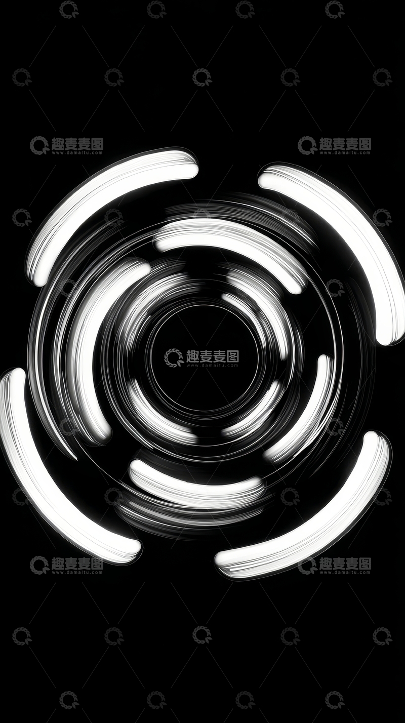 高清大图下载【趣麦麦图】黑白旋转光带抽象图案