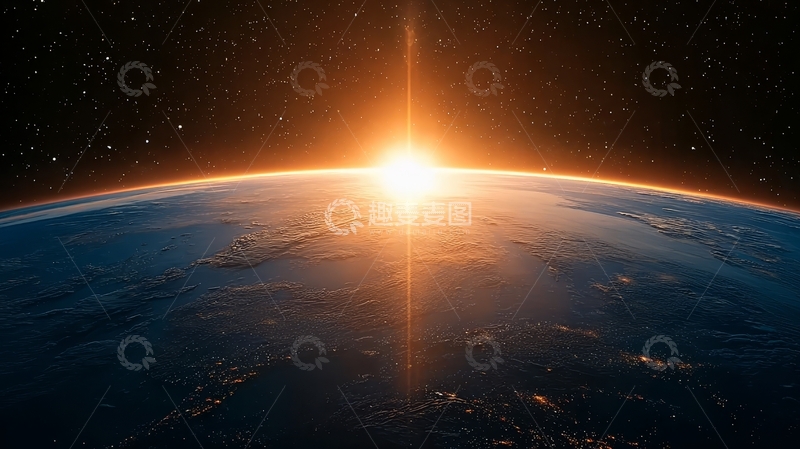 高清大图下载【趣麦麦图】地球日出，光辉照亮地平线