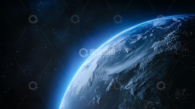 高清大图下载【趣麦麦图】地球在太空中的蓝色弧线
