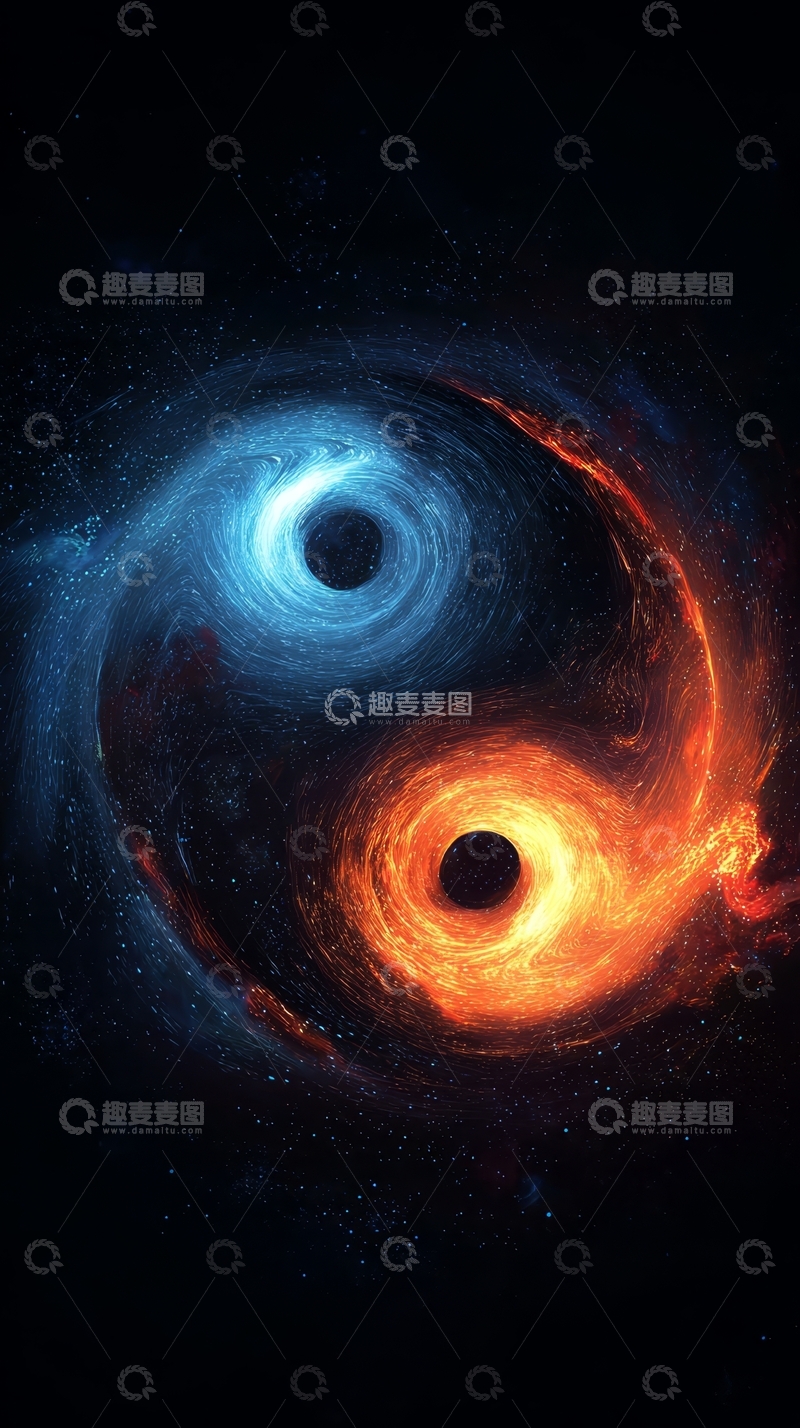 高清大图下载【趣麦麦图】宇宙阴阳双螺旋黑洞艺术图