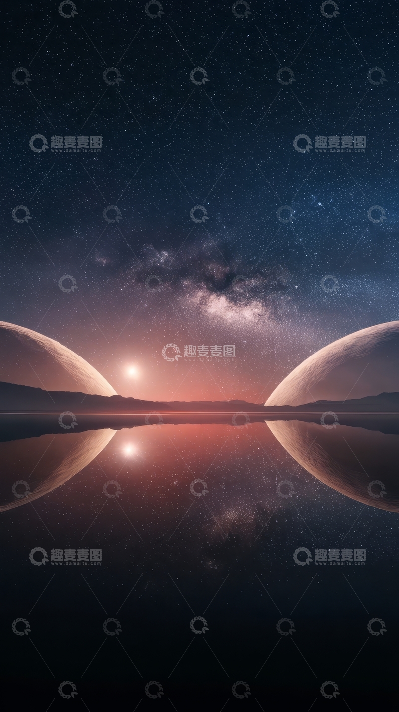 高清大图下载【趣麦麦图】星际双环与银河的奇幻交汇