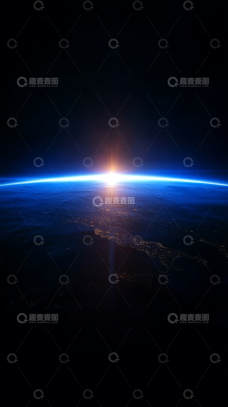 高清大图下载【趣麦麦图】地球日出，太空视角