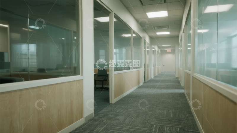 高清大图下载【趣麦麦图】现代化办公室走廊内部景象