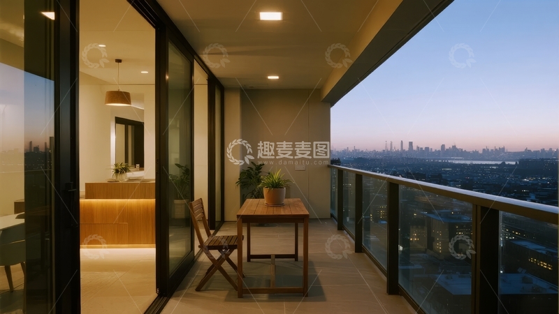 高清大图下载【趣麦麦图】-高层住宅阳台夜景