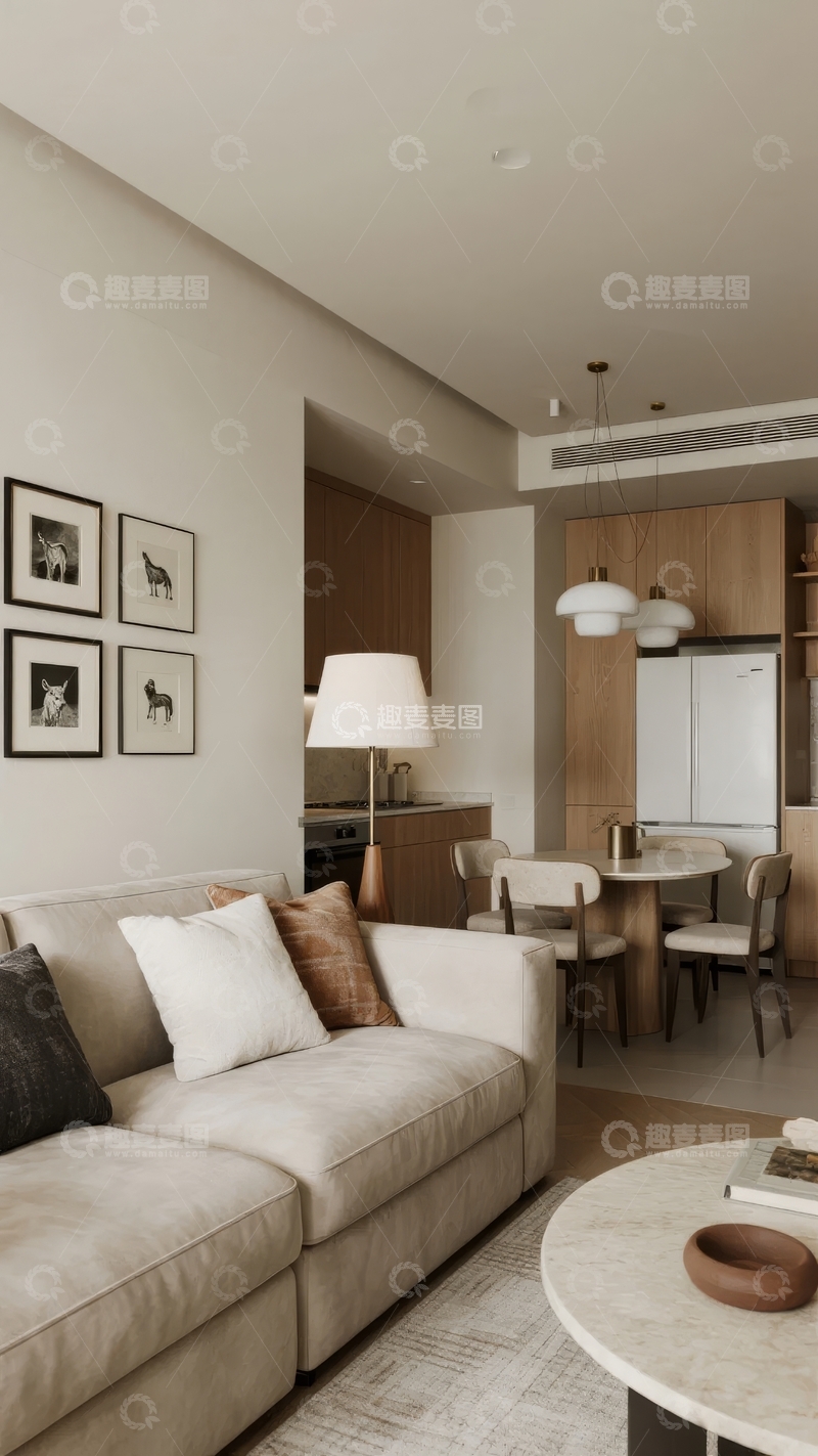 高清大图下载【趣麦麦图】现代简约风格客厅与餐厅空间