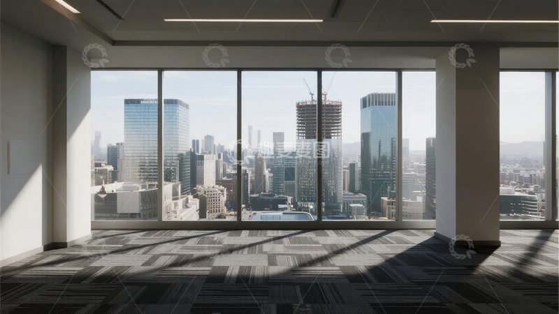 高清大图下载【趣麦麦图】高层办公室内望城市景观