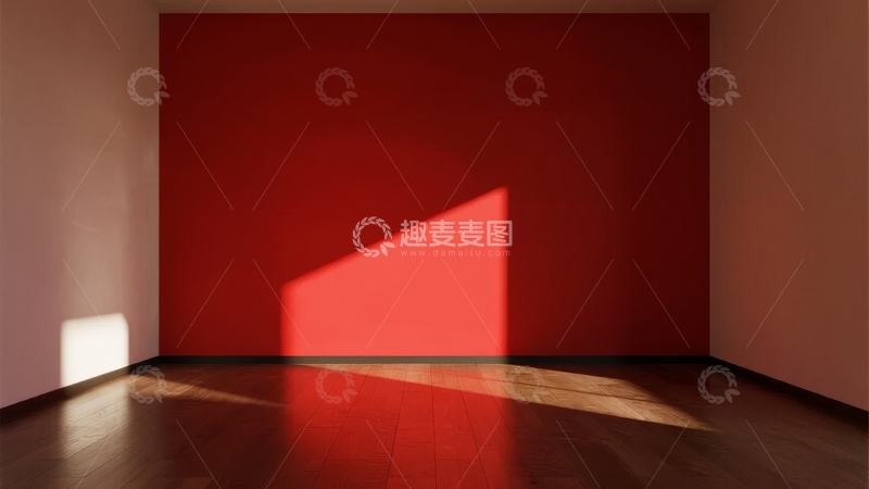 高清大图下载【趣麦麦图】红色墙壁上的光影投射