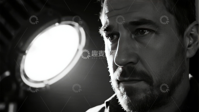 高清大图下载【趣麦麦图】男子在圆形灯光下凝视