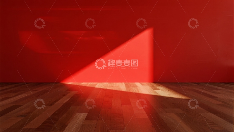 高清大图下载【趣麦麦图】红色墙壁上的三角形光影