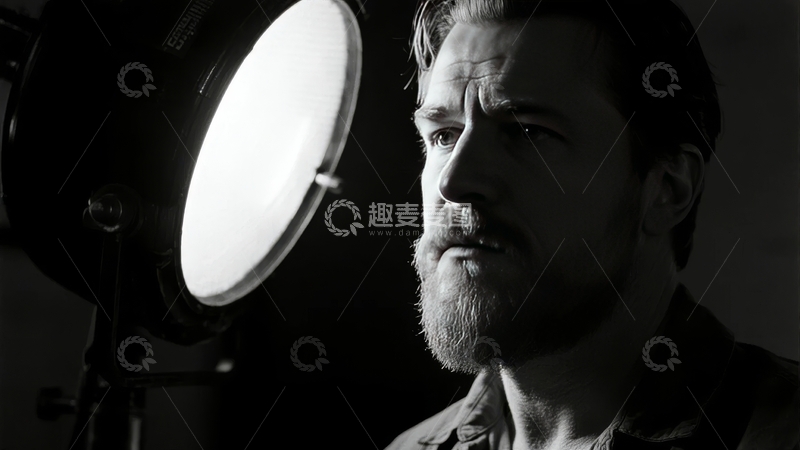 高清大图下载【趣麦麦图】黑白光影中的男性侧脸