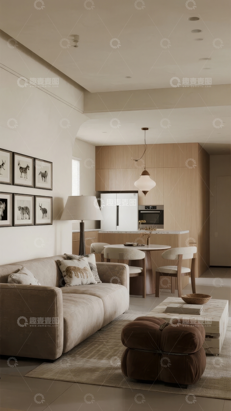 高清大图下载【趣麦麦图】现代简约客厅与餐厅结合设计