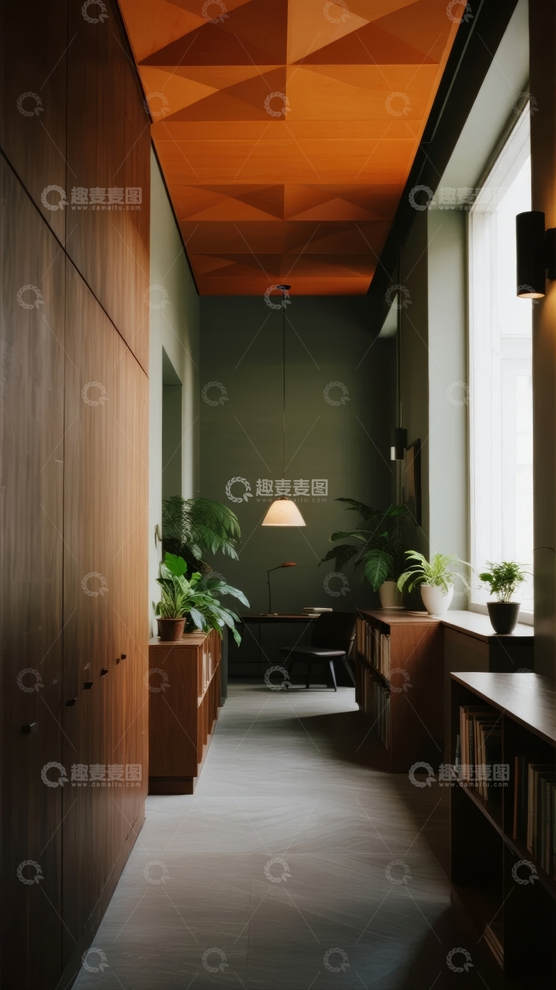 高清大图下载【趣麦麦图】现代木质室内走廊设计