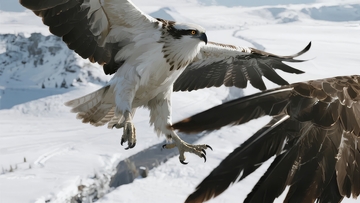 雄鹰翱翔雪域高空